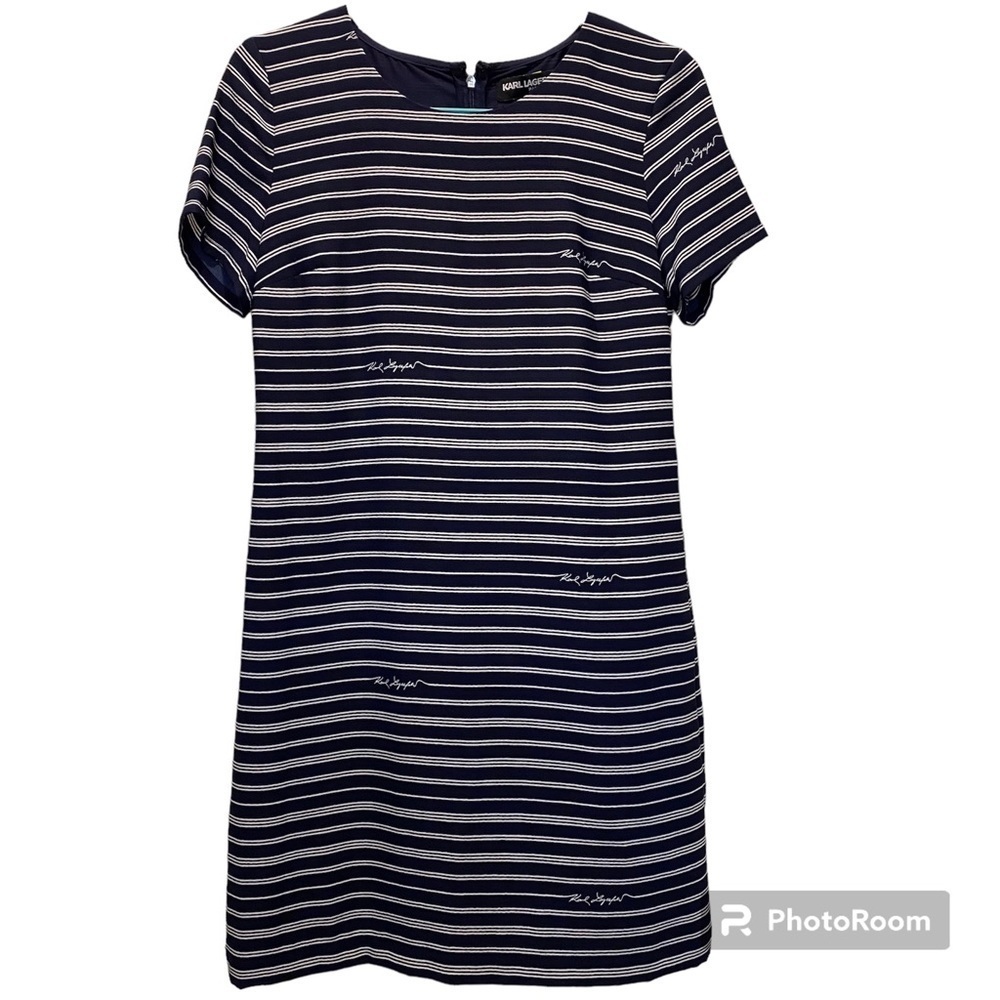 - KARL LAGERFELD Paris Blue and White diffusion line shift dress size 6
